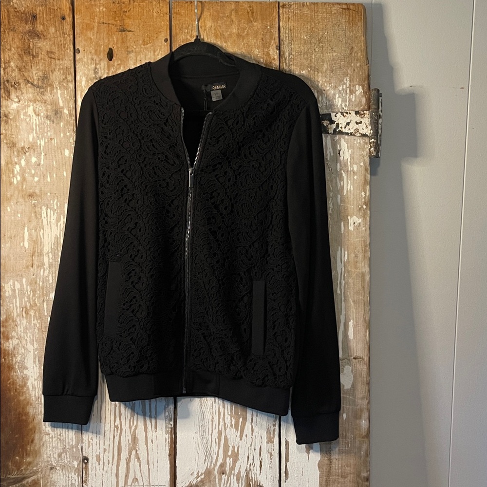 Renuar Black Lace Zip-Up Jacket